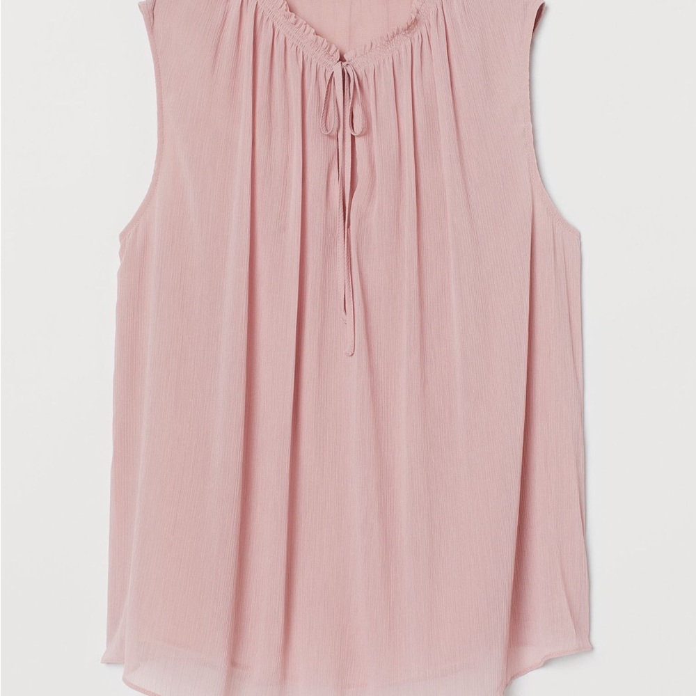 H&M Powder Pink Smocked Sleeveless Blouse NWT